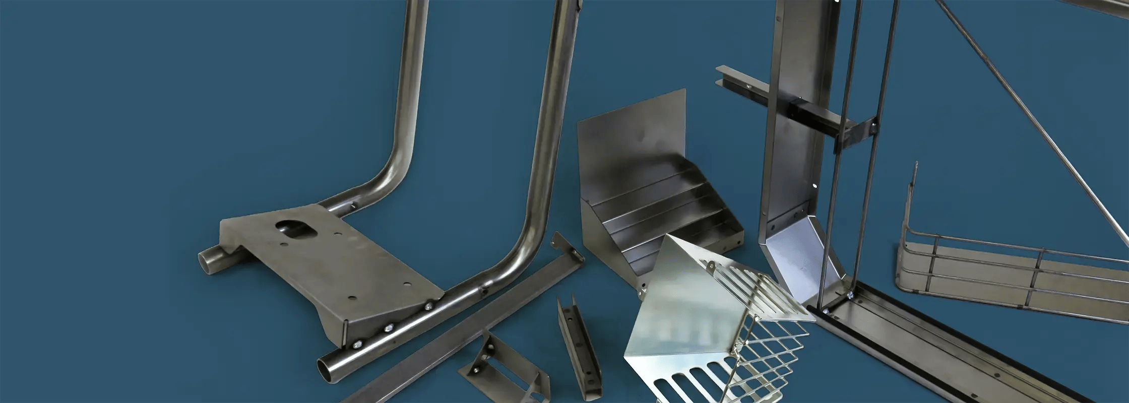 various stainless steel parts used in a custom product display