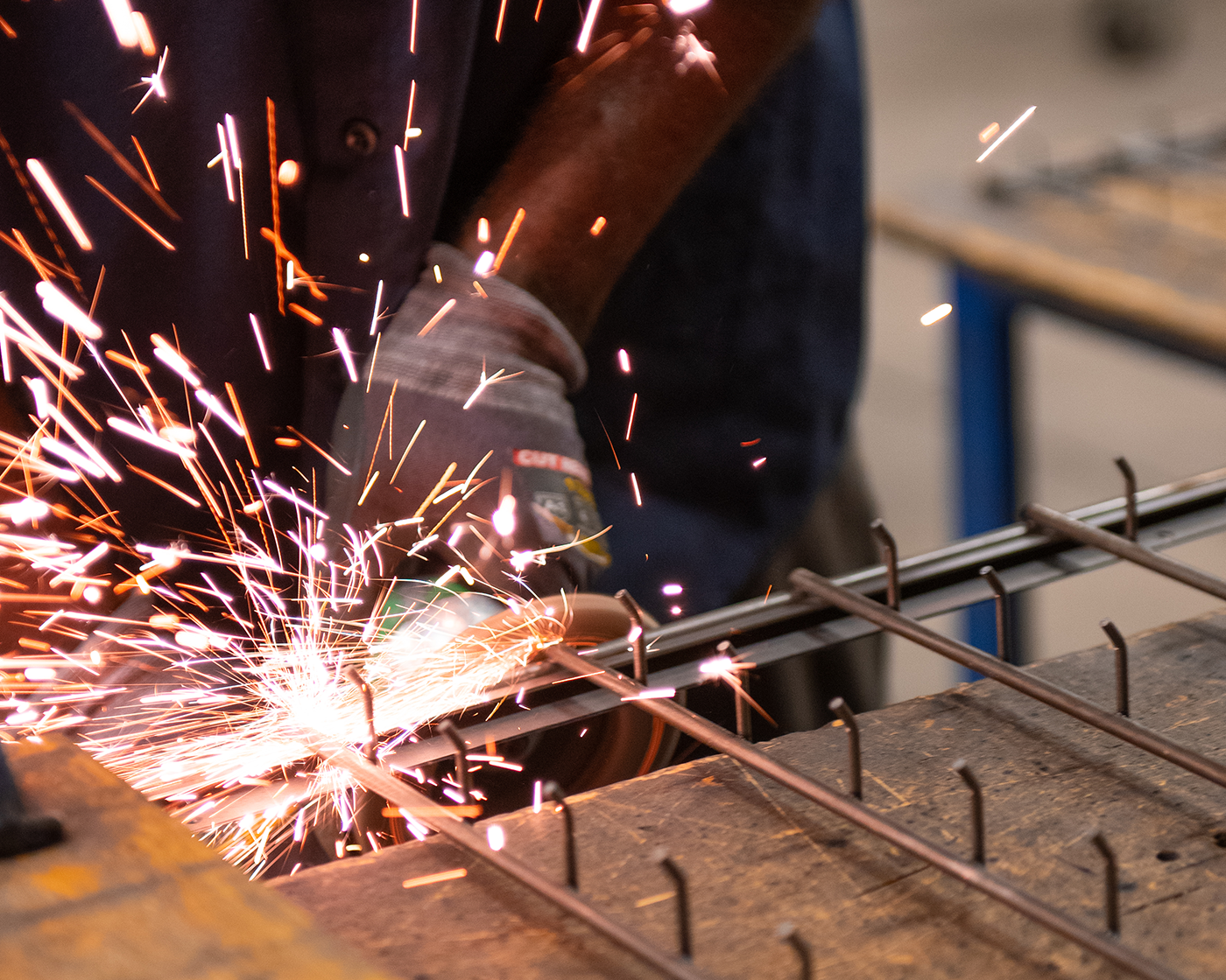Image of fabrication of mild steel in progress