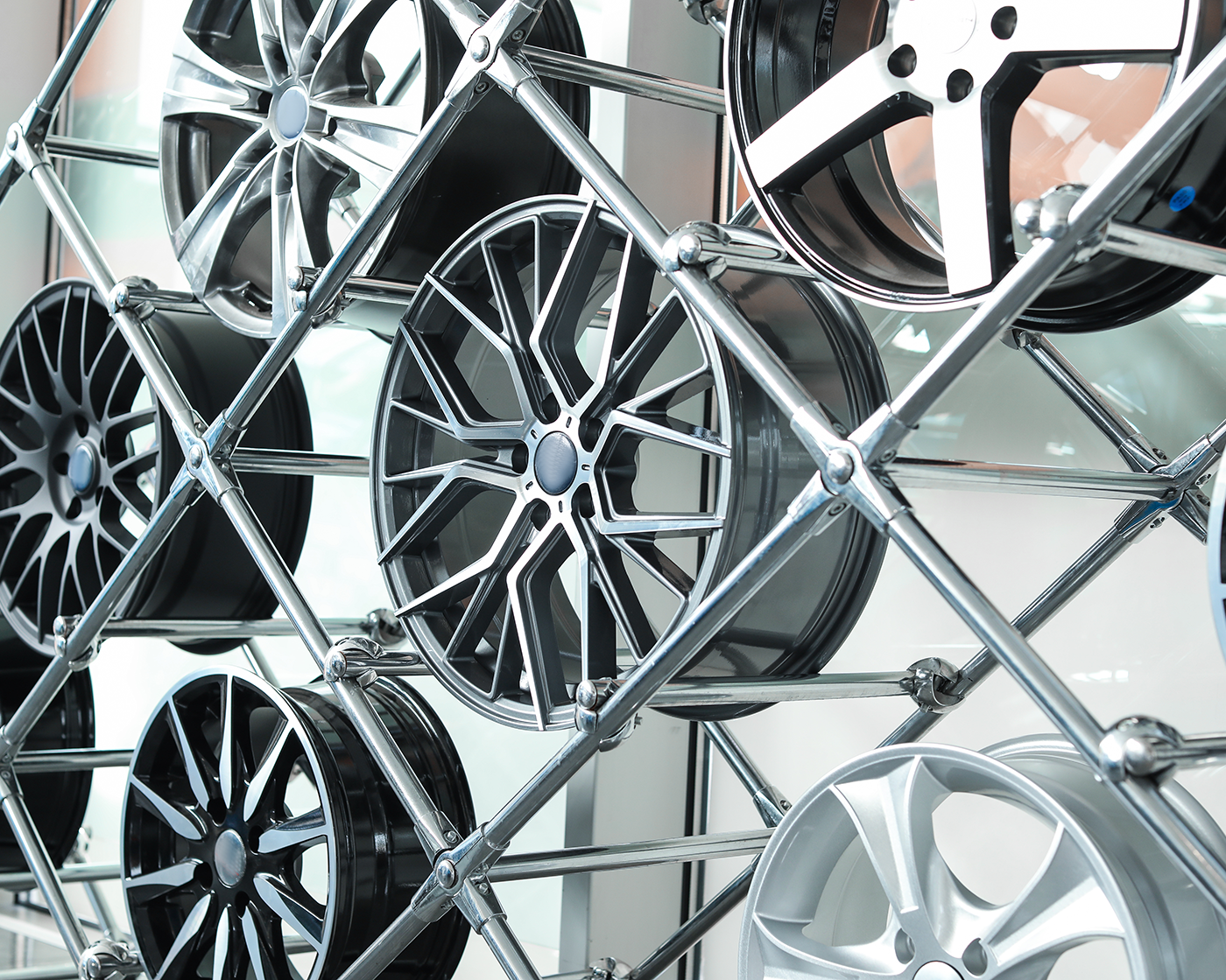 Close up shot of a custom steel display